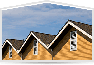 Gable Roof on Home with Orange Siding Gable Roof on Home with Orange Siding